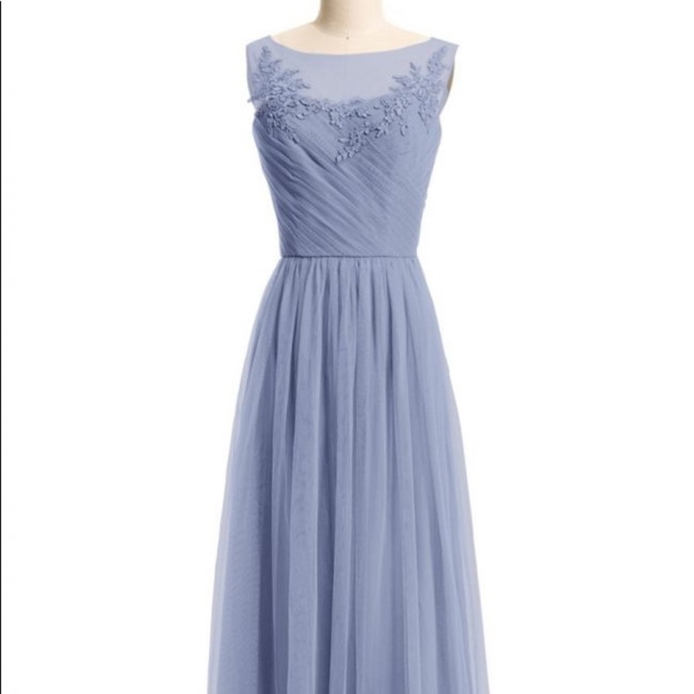 Tulle and Chantilly Dusty Blue Bridesmaids Dress.